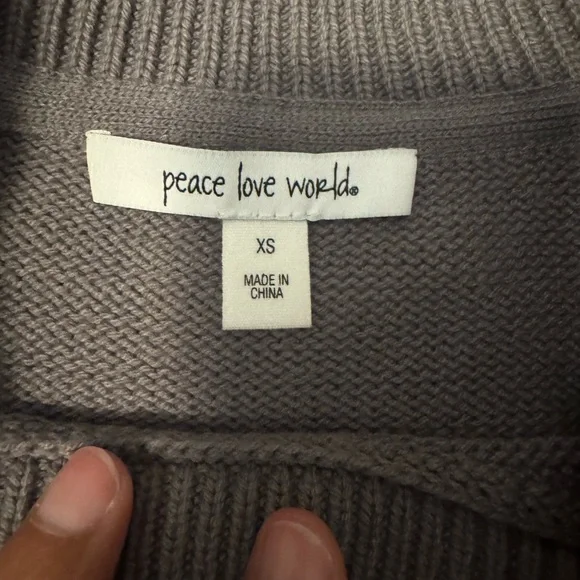 Peace Love World Gray and Yellow Knit Sweater - Picture 3 of 3